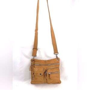 Fossil Brown Textured Leather Small Crossbody Bag 3 Front Pockets Purse ZB2340